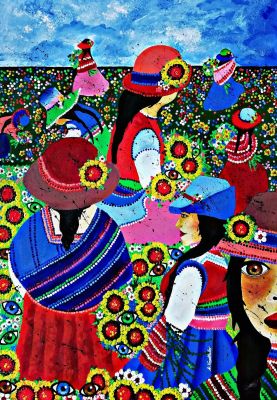 Blumenfrauen in Peru