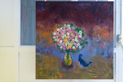 cat and flower