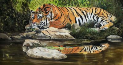 Siesta - ruhender Tiger - UNIKAT.