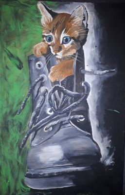 Kleine Katze im Schuh 