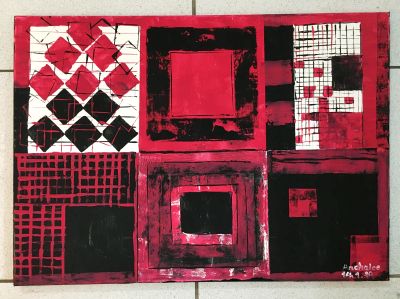 Kunst im Quadrat rot schwarz 