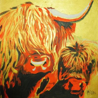 Highland Cow in Gold