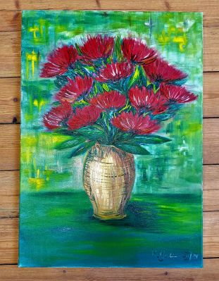 Stillleben mit roten Blumen