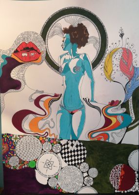 Dame in Blau