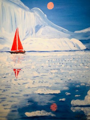 Segelschiff auf Eismeer