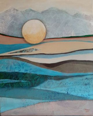 Abstrakte Landschaft mit Mond