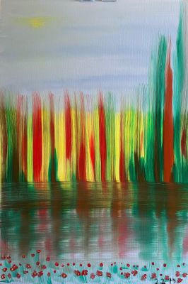 Abstrakte Naturlandschaften mit See